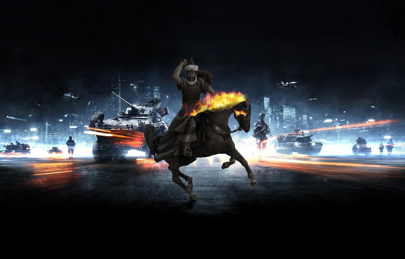 Photo wallpaper rider, battlefield, Saladin