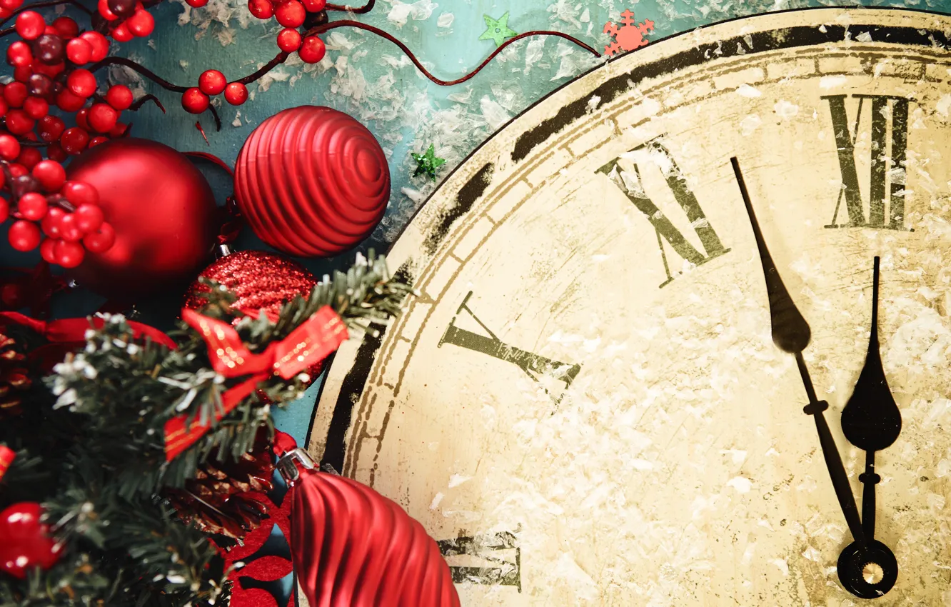 Photo wallpaper decoration, watch, New Year, Christmas, Christmas, New Year, decoration, Merry