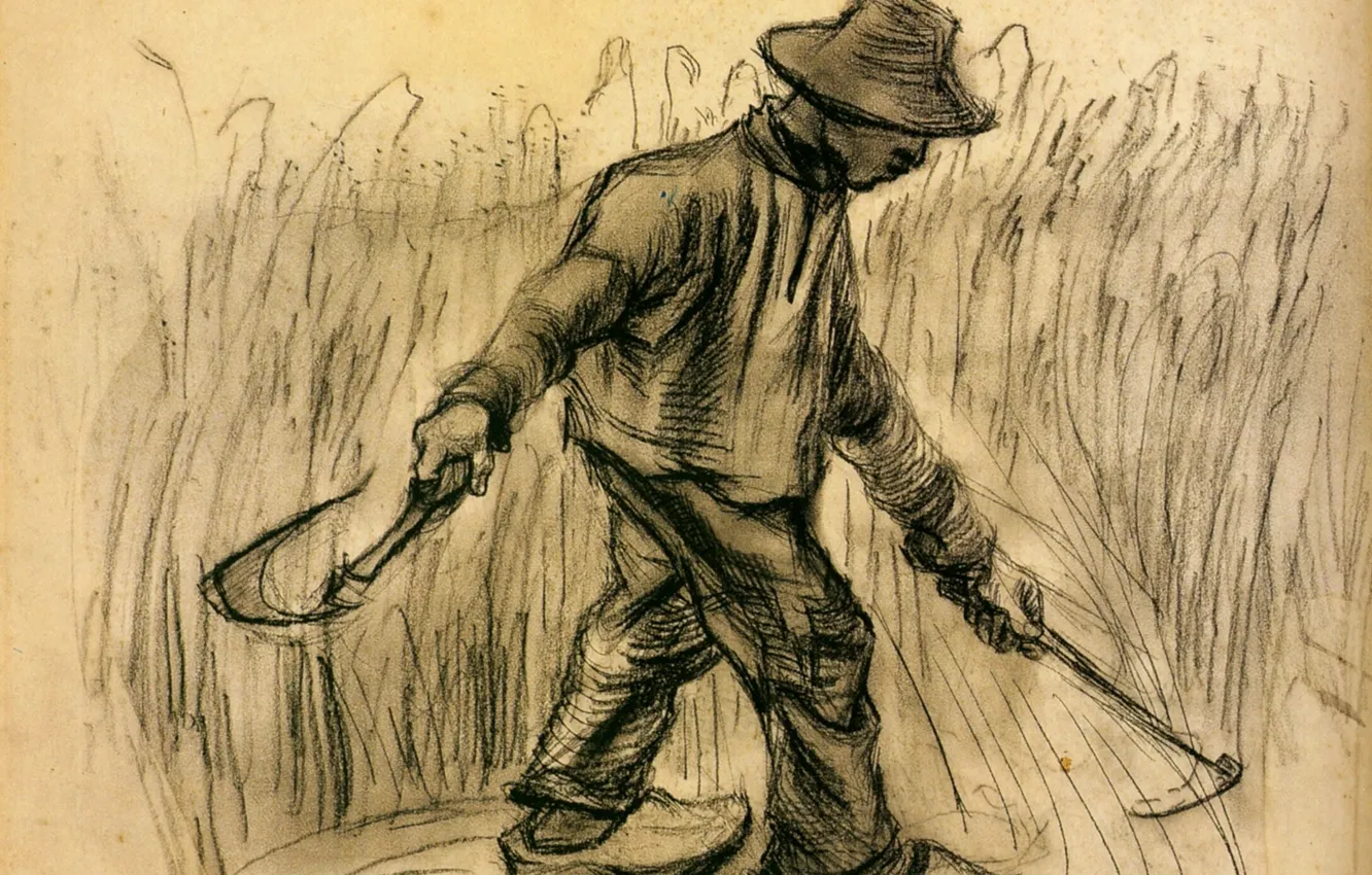 Photo wallpaper hammer, Vincent van Gogh, Reaper, working in the hat