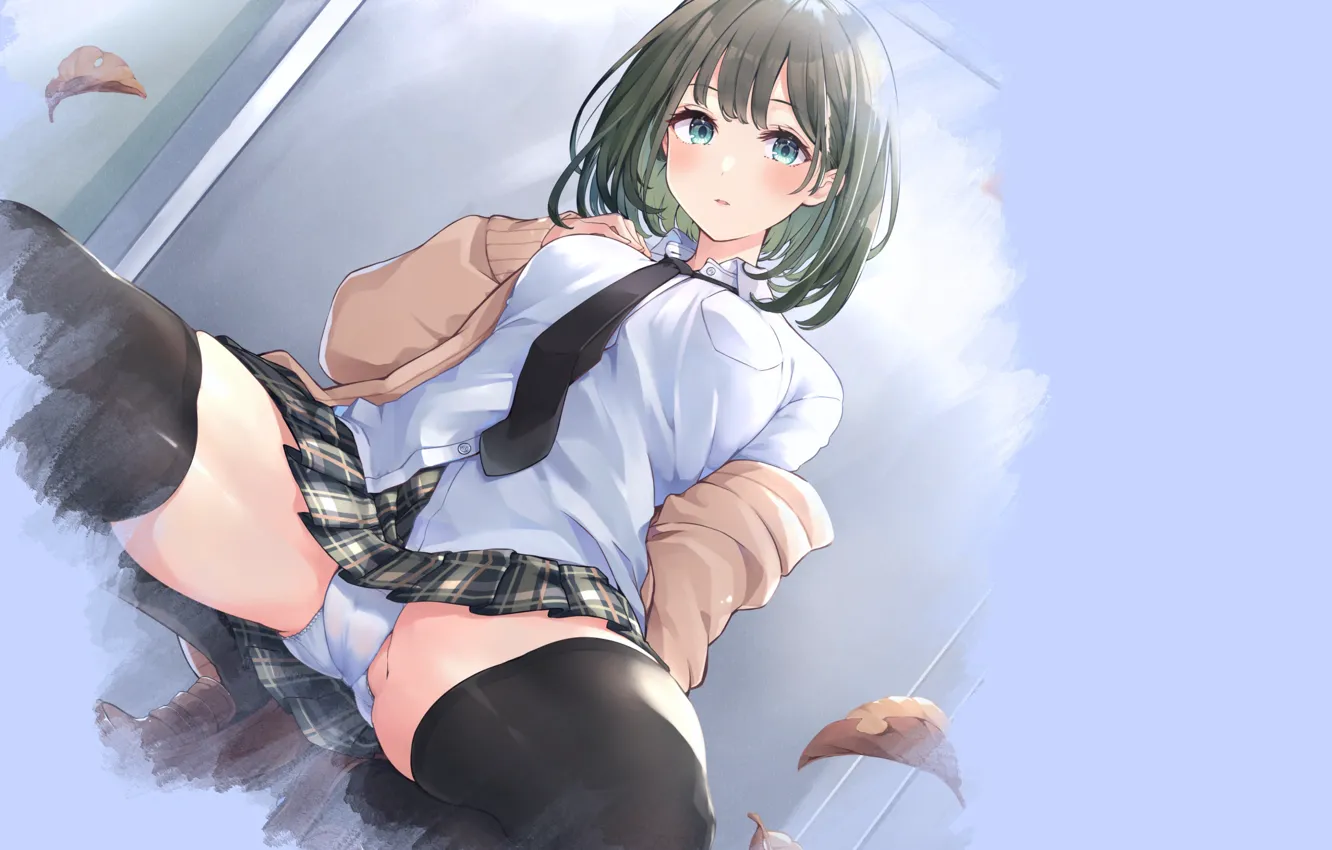 Photo wallpaper girl, hot, sexy, school uniform, panties, anime, pretty, babe