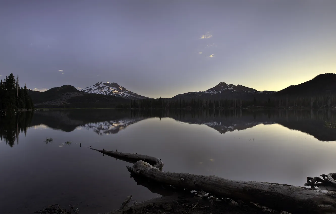 Photo wallpaper mountains, nature, lake, reflection, Oregon, Sparks Lake near Bend