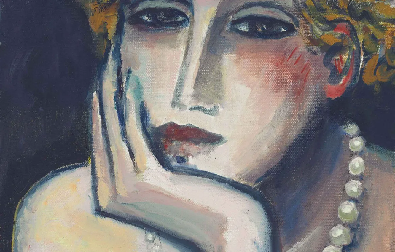 Photo wallpaper beads, 2000, sad, Modern French painting, Jean-Pierre Cassigneul, Face II