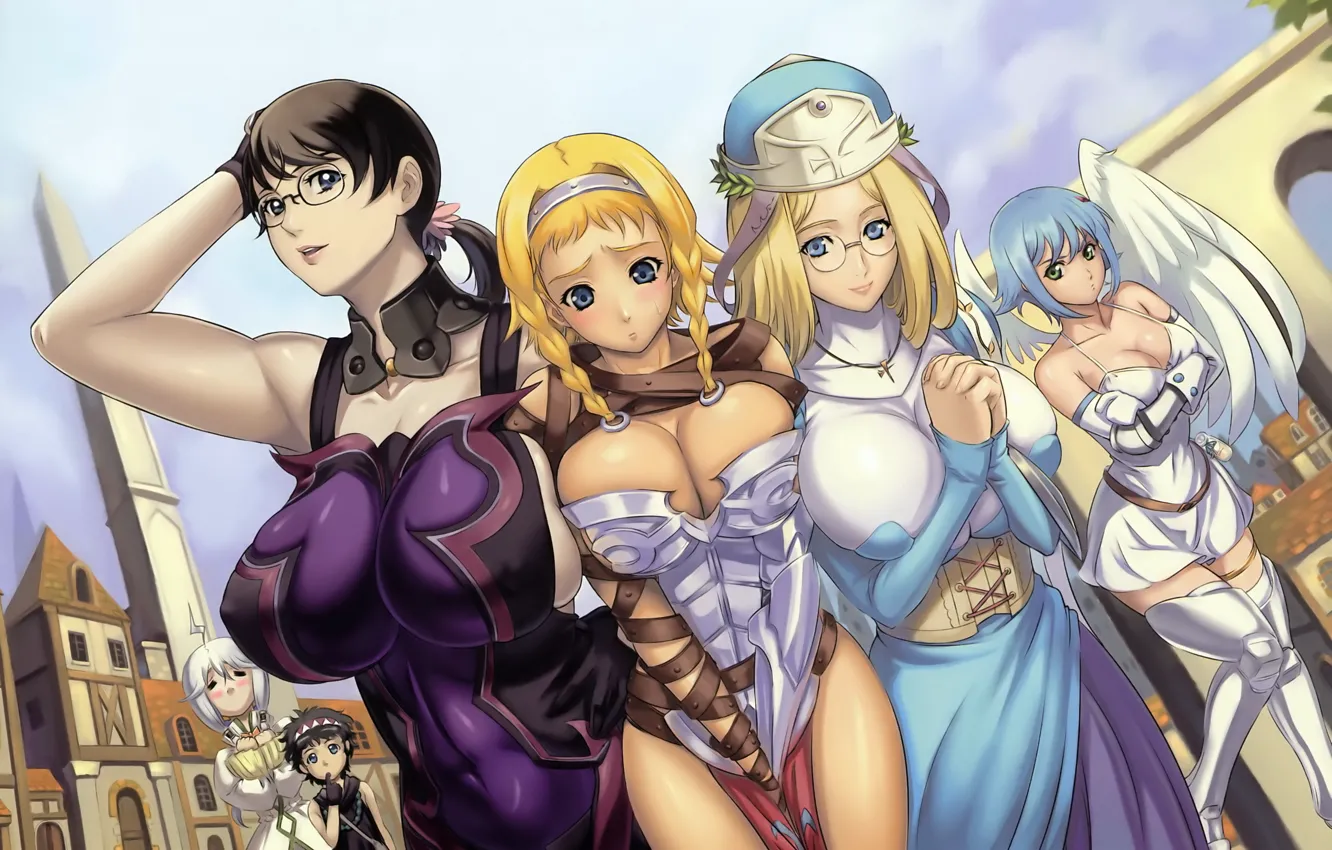 Photo wallpaper chest, girls, queens blade, Queen's blade