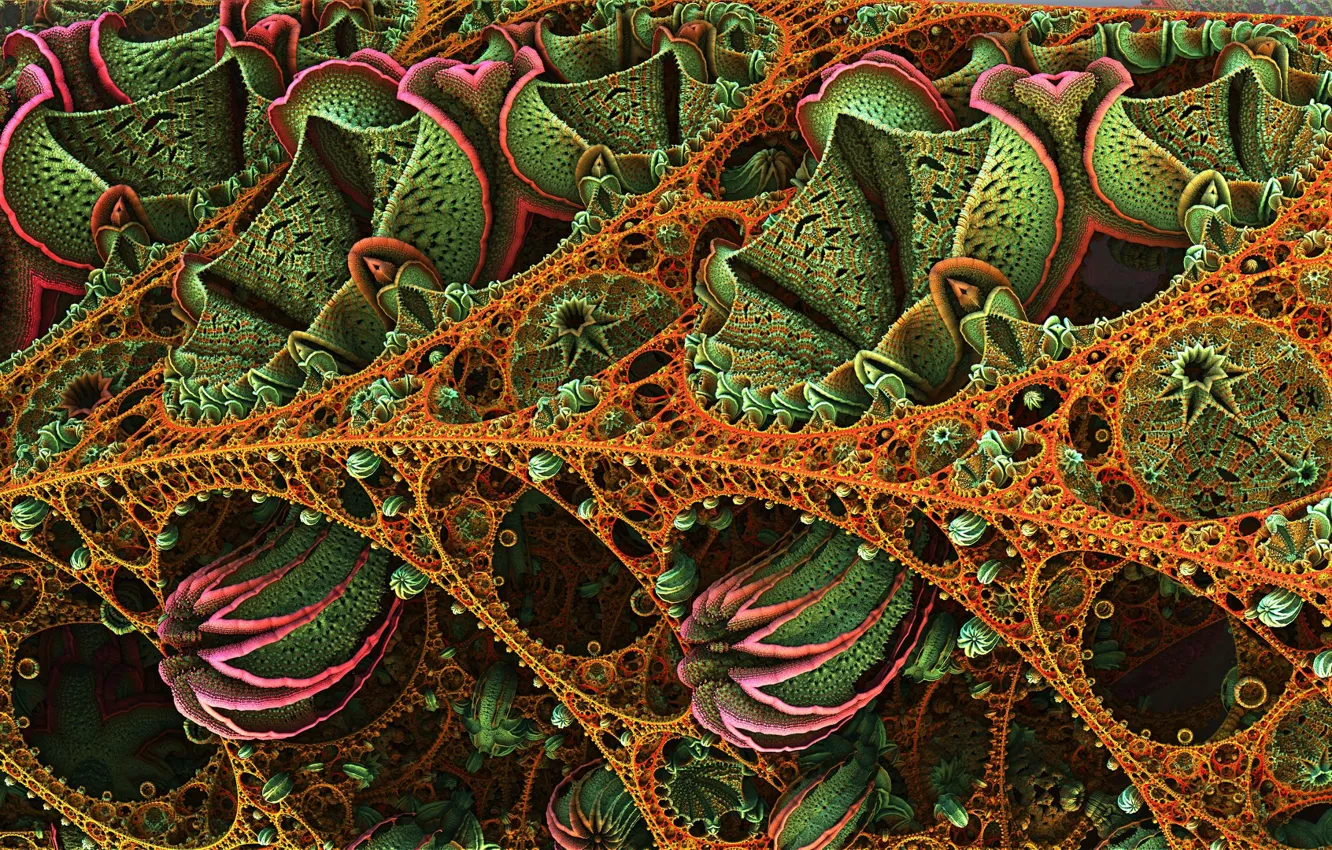 Photo wallpaper green, pattern, 3D graphics