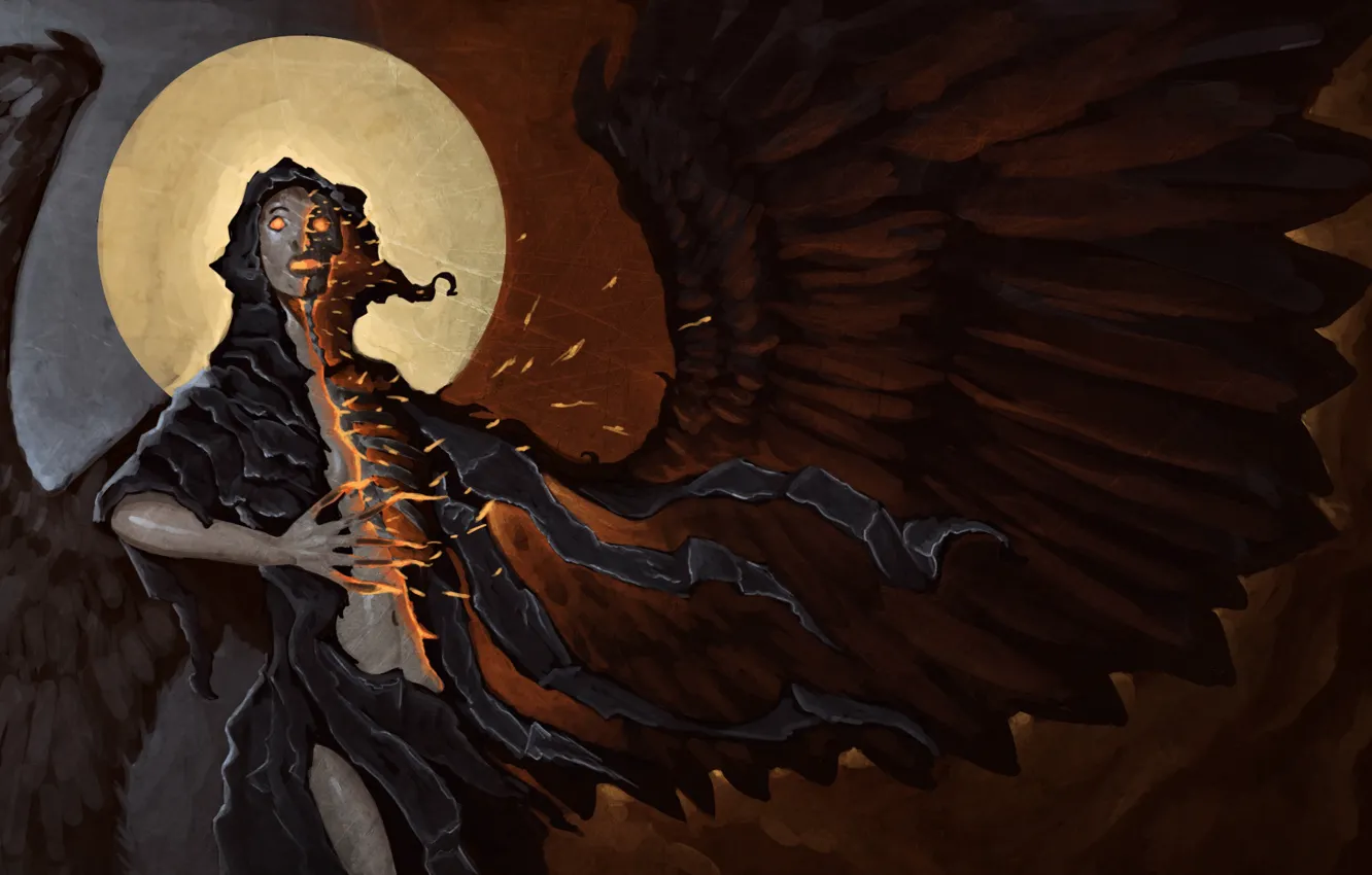 Photo wallpaper skull, angel, undead