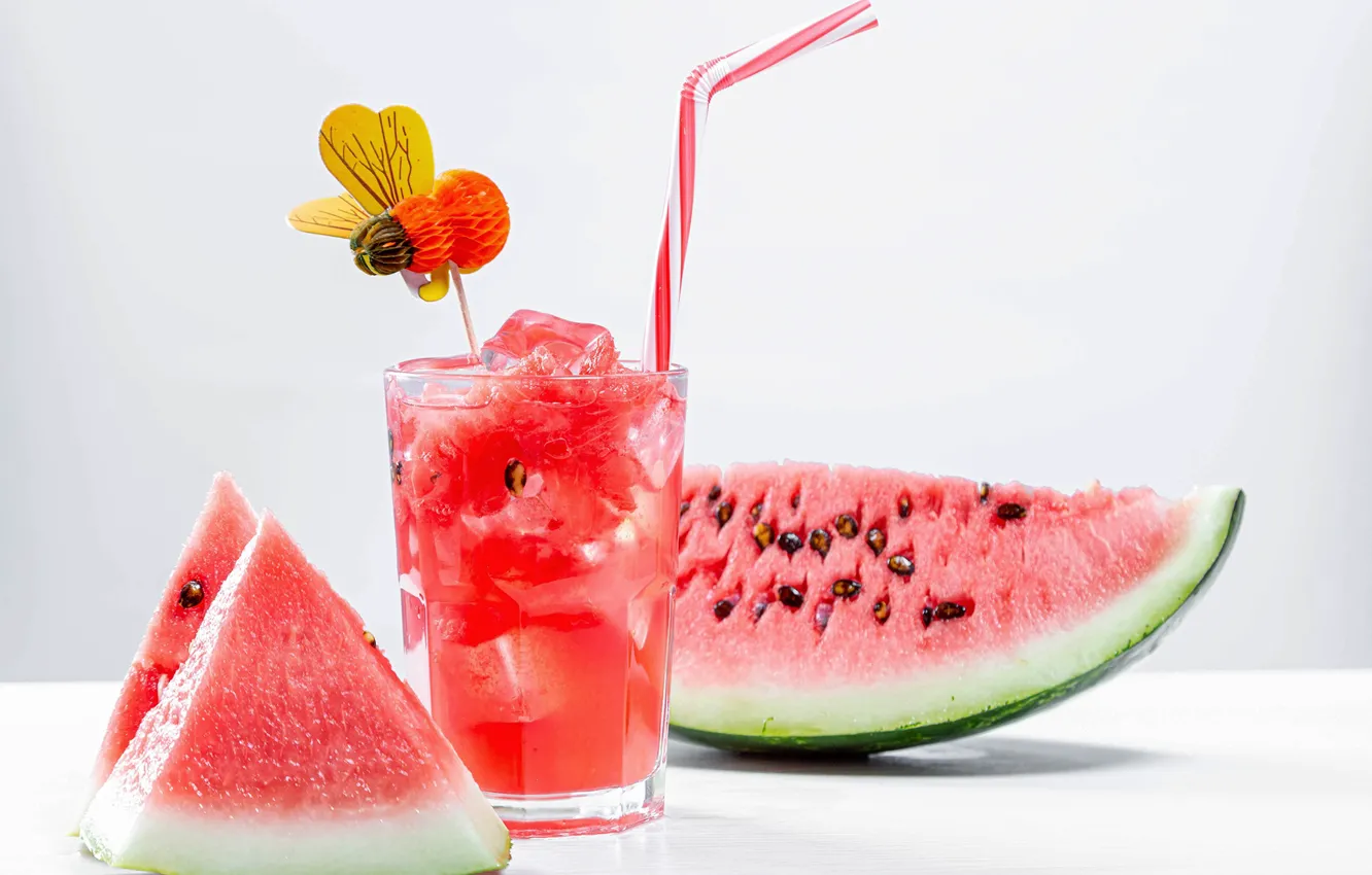 Photo wallpaper watermelon, juice, tube