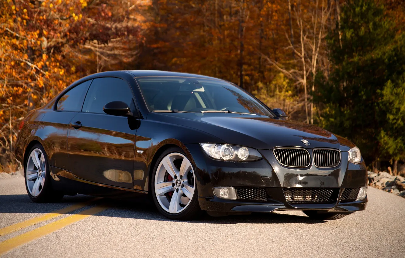 Photo wallpaper city, BMW, black, cars, auto, 335i, wallpapers, cars walls