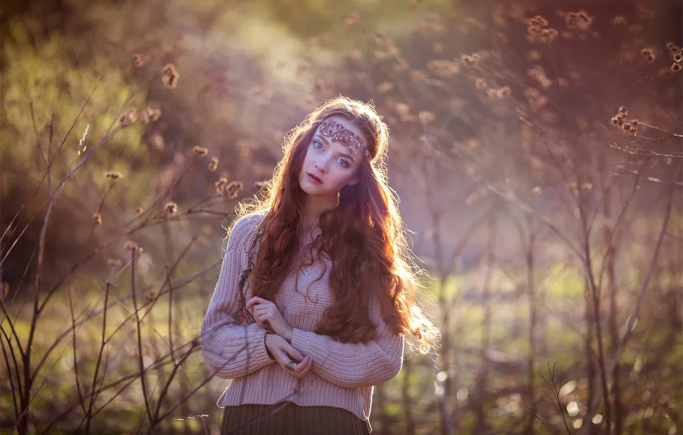 Photo wallpaper girl, bokeh, long-haired