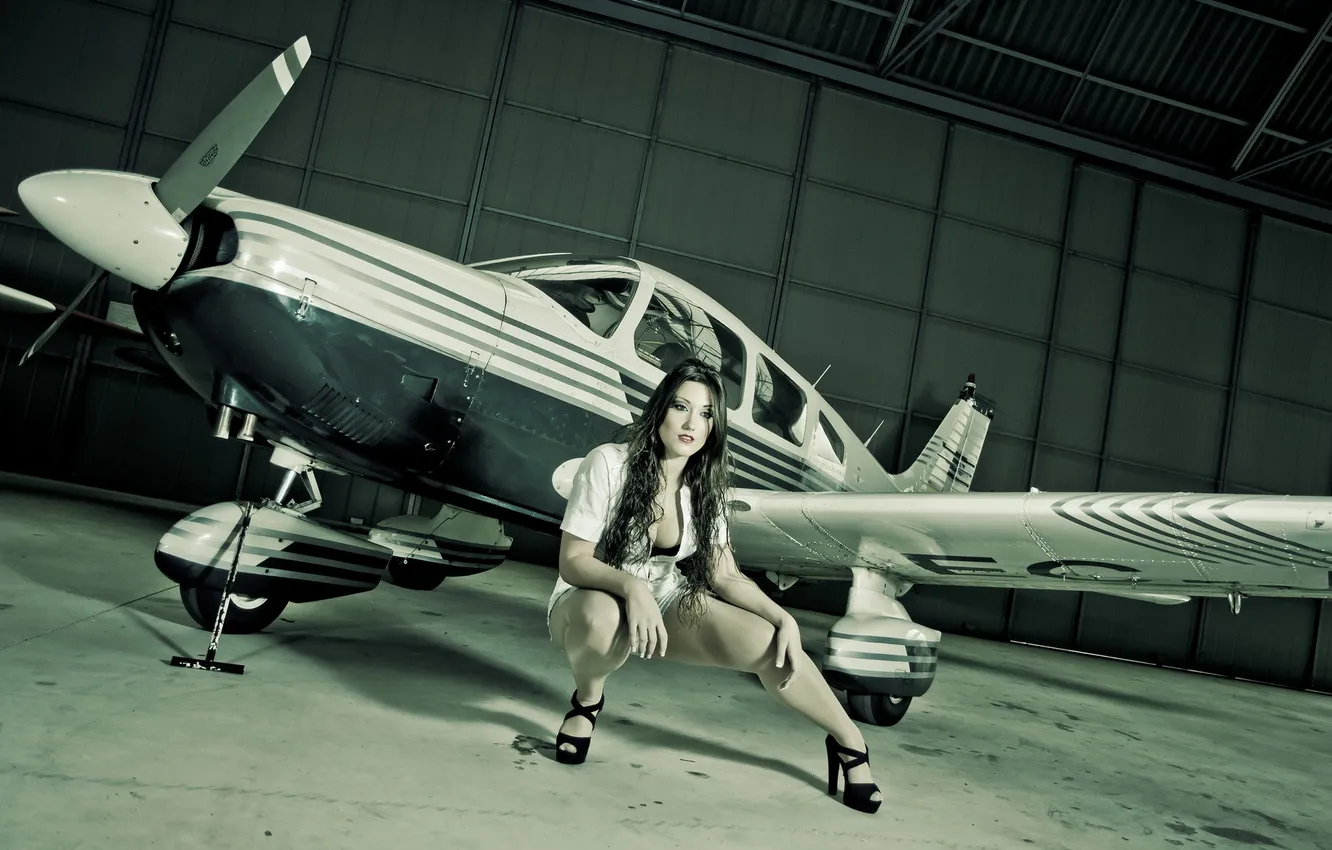 Photo wallpaper girl, background, the plane