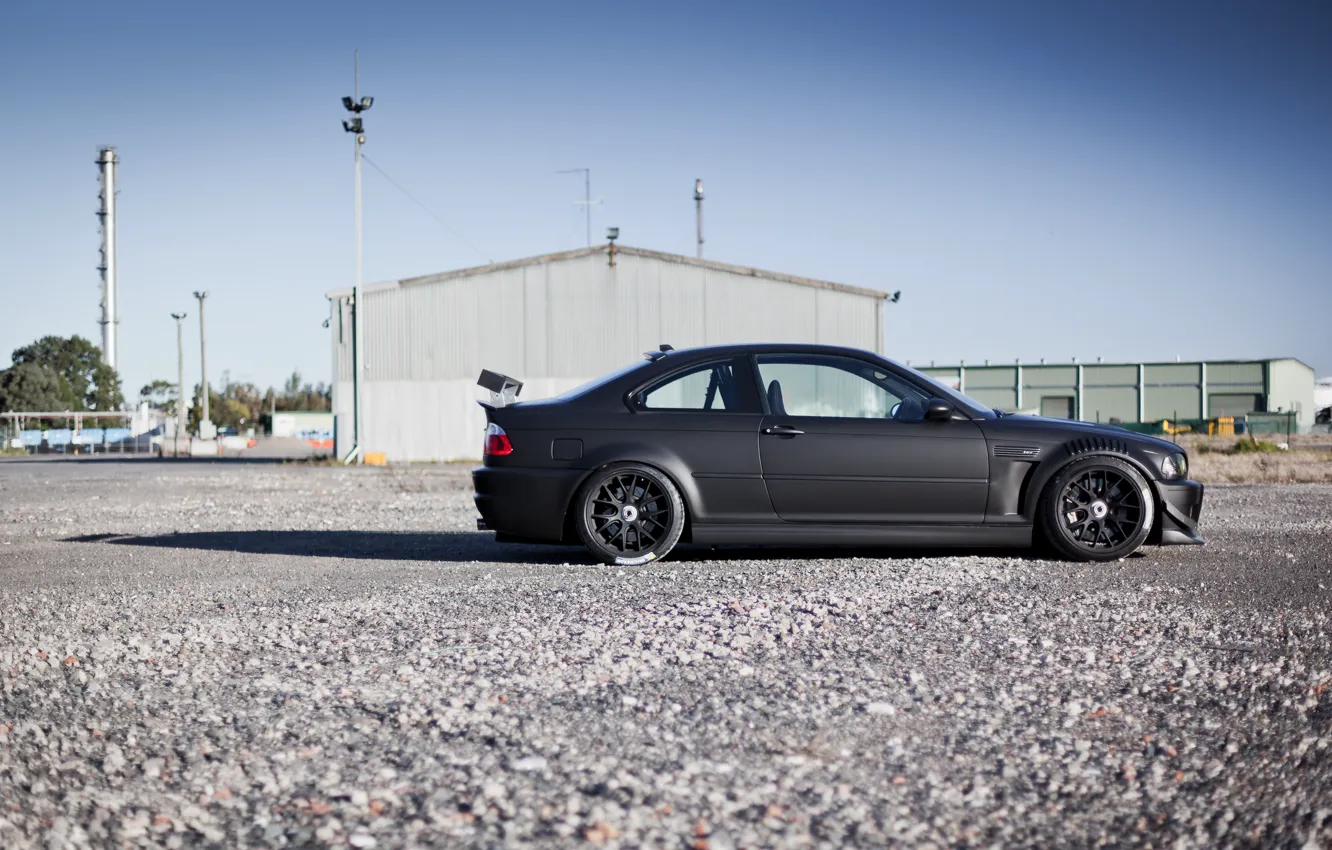 Photo wallpaper black, tuning, BMW, BMW, profile, black, E46