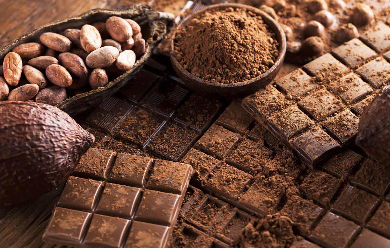 Photo wallpaper sweet, chocolate, beans, sweet, chocolate, cocoa