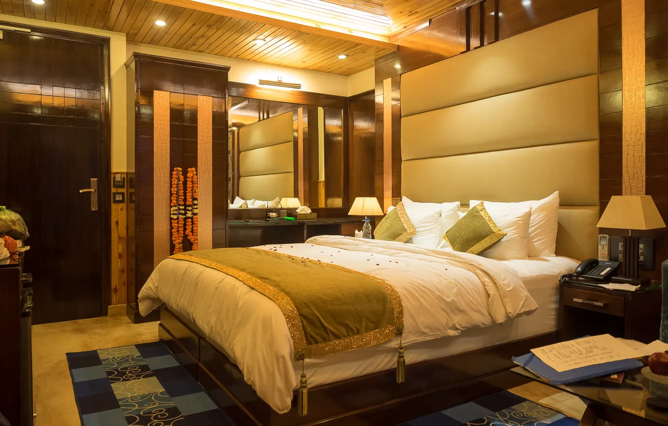 Photo wallpaper golden, hotel, interior, home, holiday, indian, king, furniture