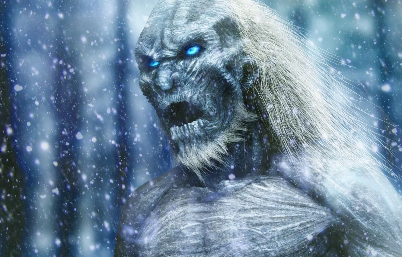 Photo wallpaper zombie, ice, soldier, armor, blizzard, immortal, blue eyes, snow
