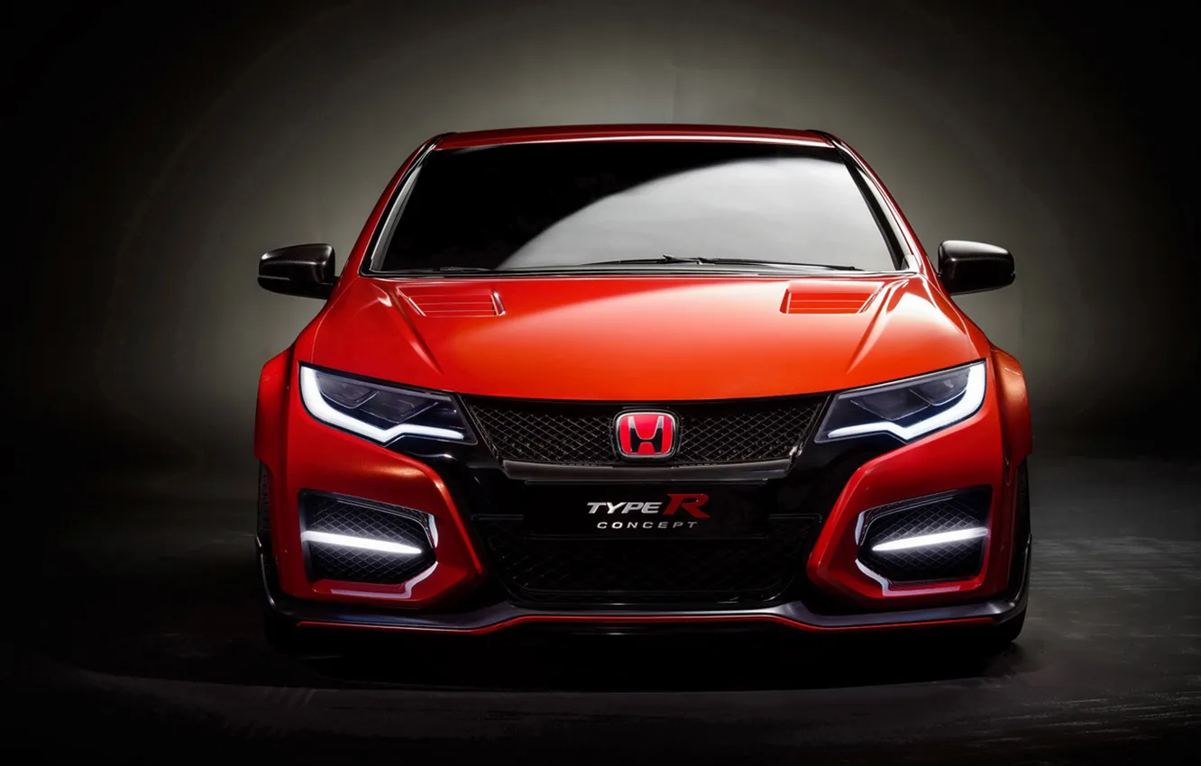 Photo wallpaper Orange, Car, Honda Civic, Type R