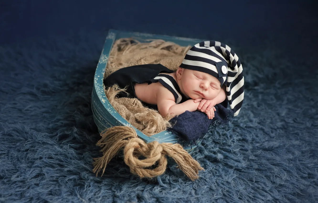 Photo wallpaper hat, sleep, baby, sleeping, hat, winter, baby, sleep