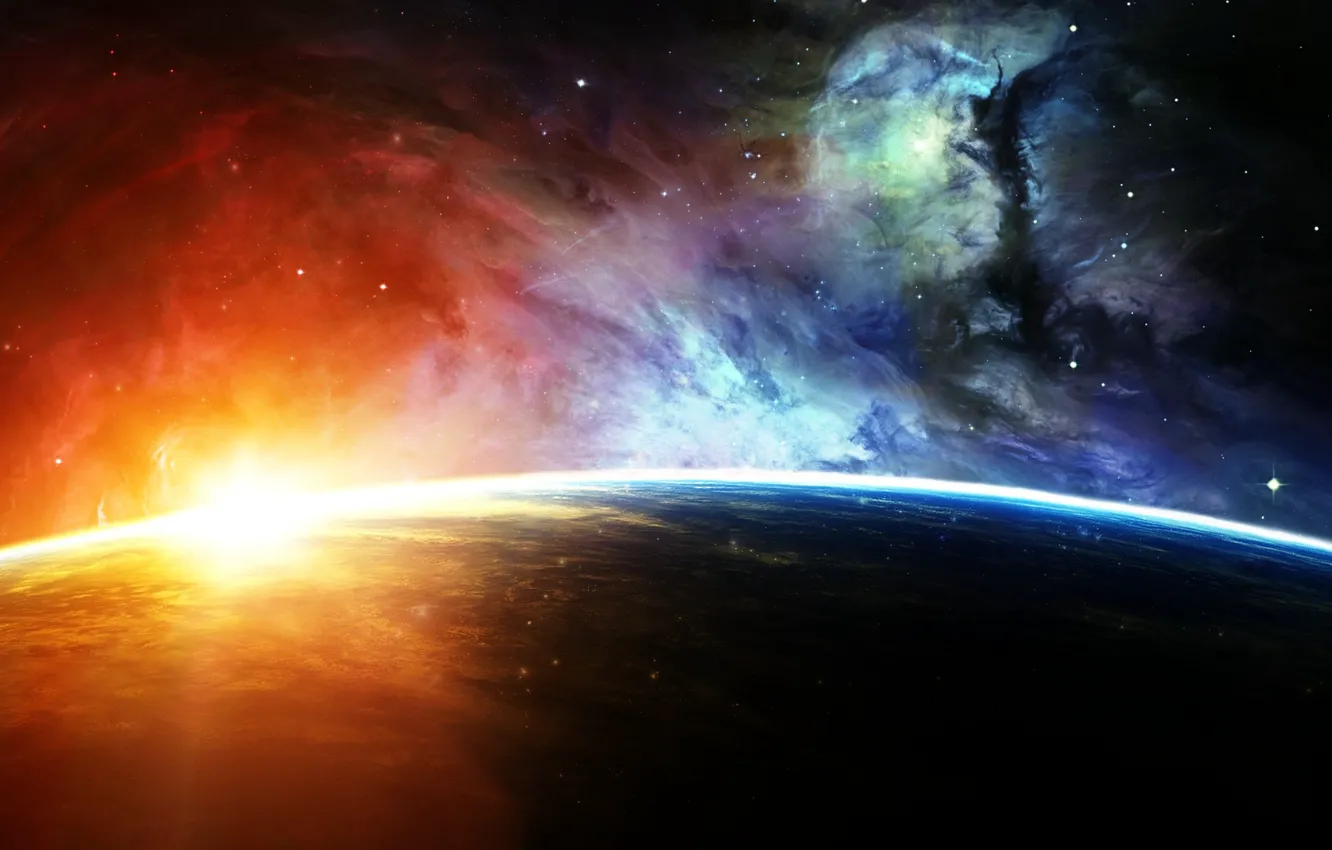 Photo wallpaper space, stars, nebula, planet, space, star, nebula, planet