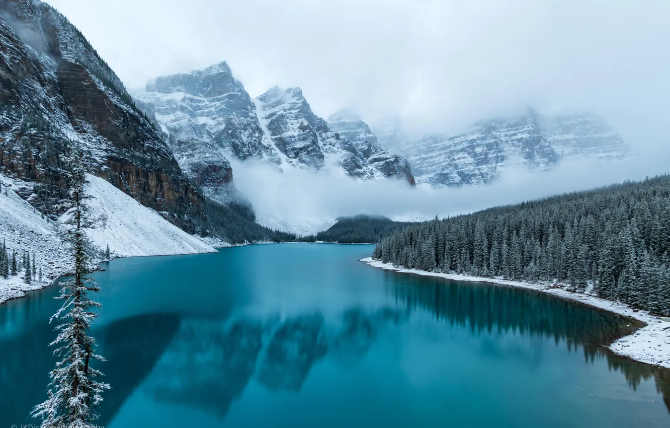 Photo wallpaper Alberta, forest, Canada, trees, landscape, nature, mountains, clouds