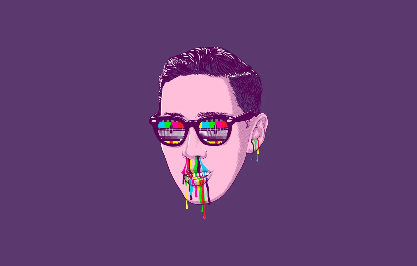Photo wallpaper face, style, background, minimalism, art, glasses, style, art