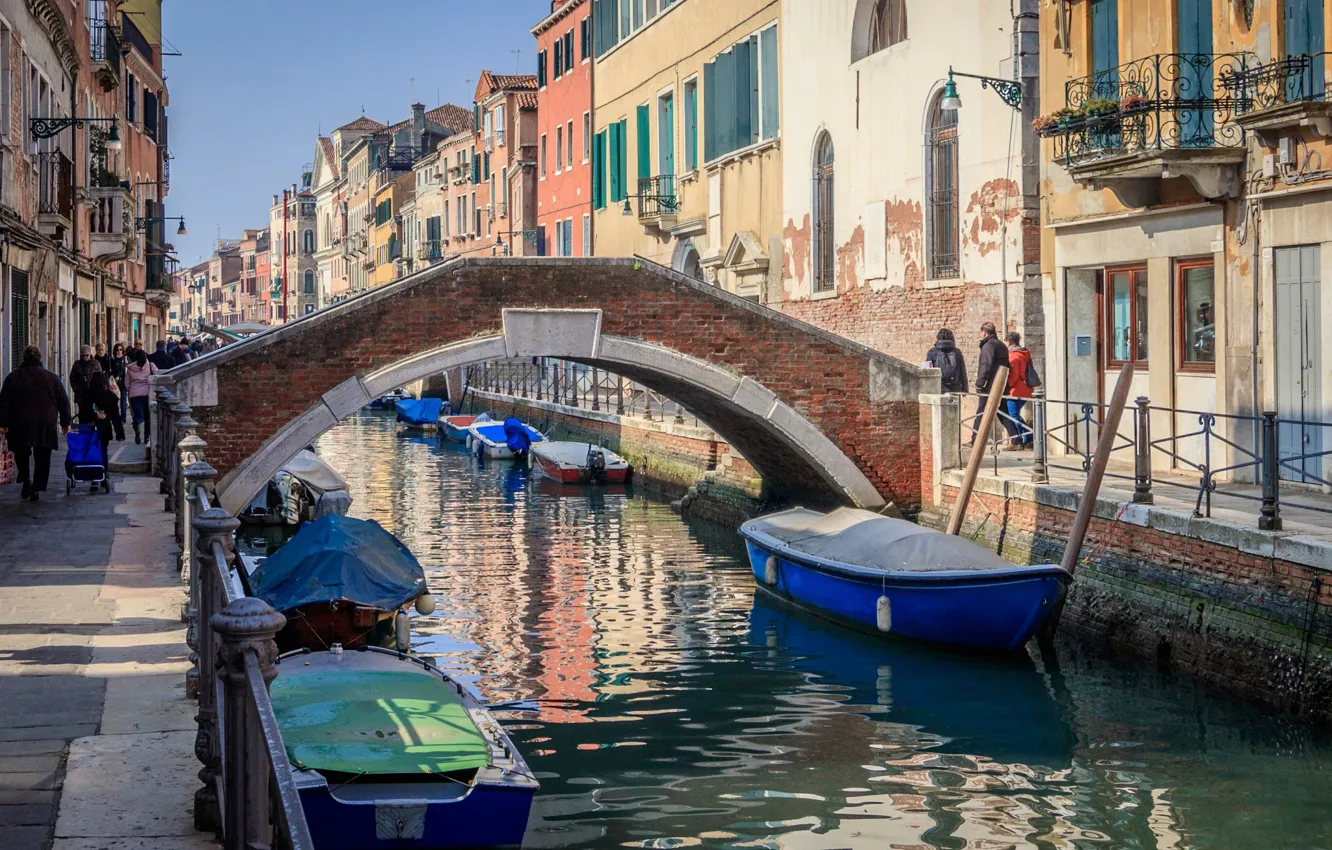 Photo wallpaper bridge, home, Italy, Venice, channel
