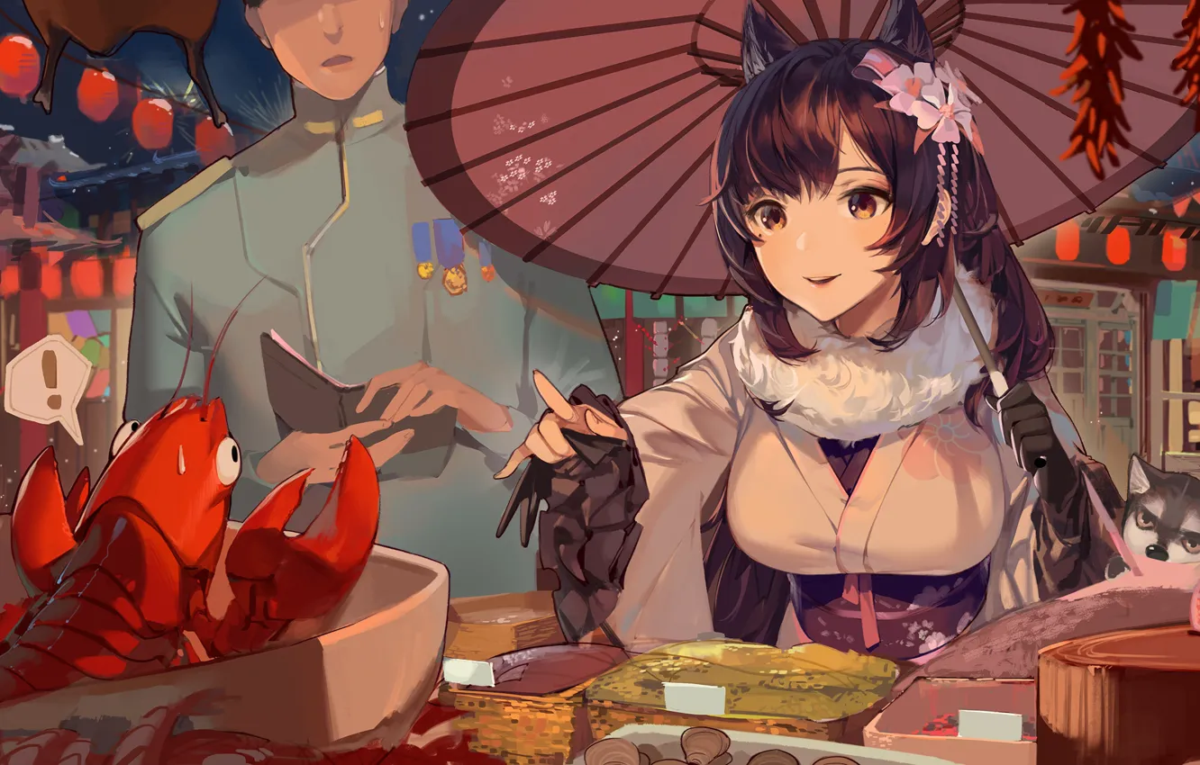 Photo wallpaper Girl, Restaurant, Anime, Lobster, Azur Lane