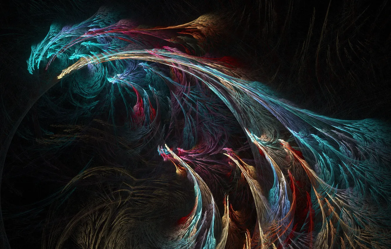 Photo wallpaper background, dark, colored, fractal, thread