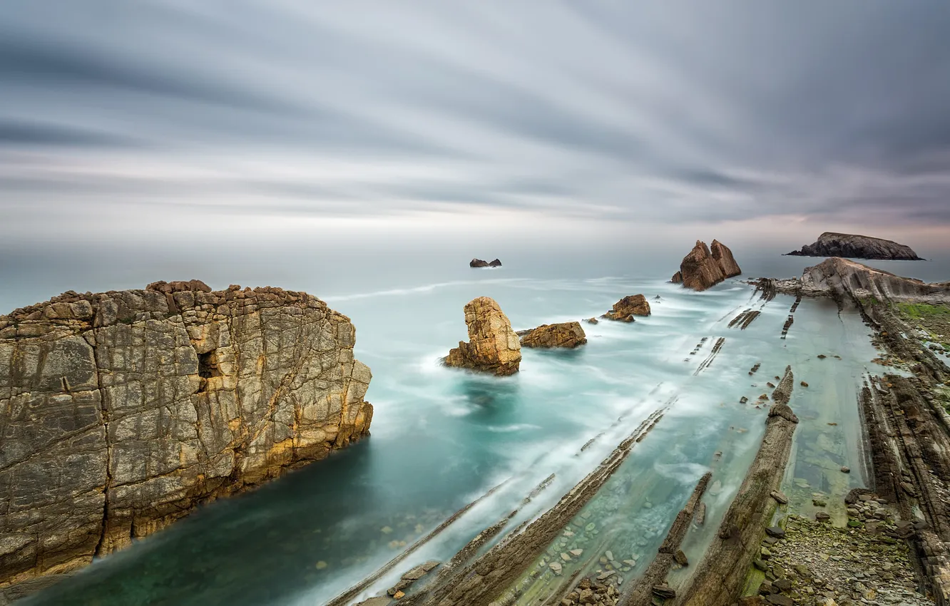 Photo wallpaper the sky, stones, rocks, Spain, Cantabria