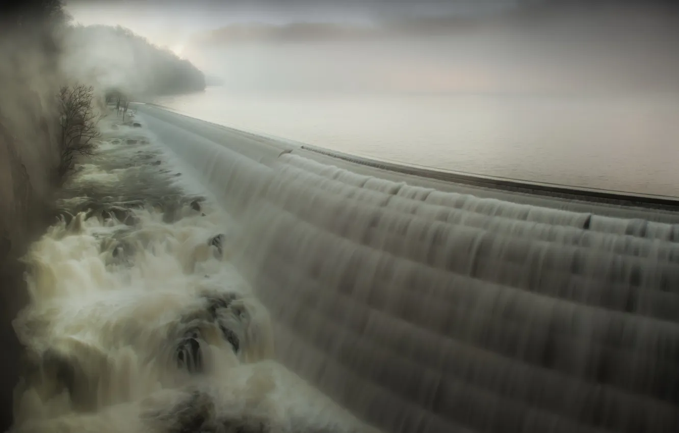 Photo wallpaper water, landscape, dam