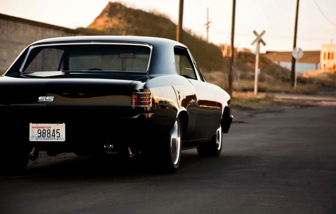Photo wallpaper Chevrolet, black, tail, Chevelle, The Sickness, back side