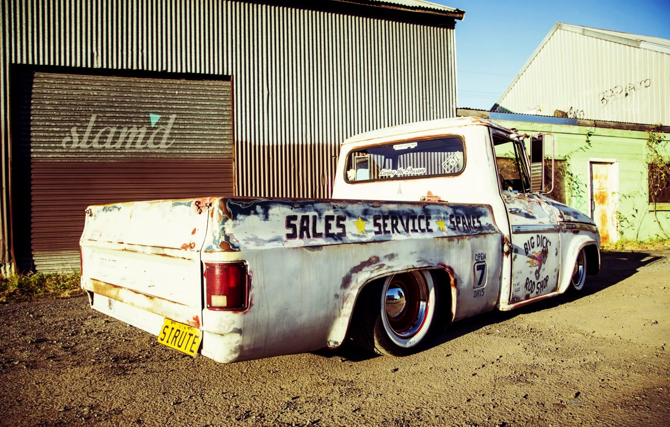 Photo wallpaper Dodge, Car, Old, Truck, Custom, Low