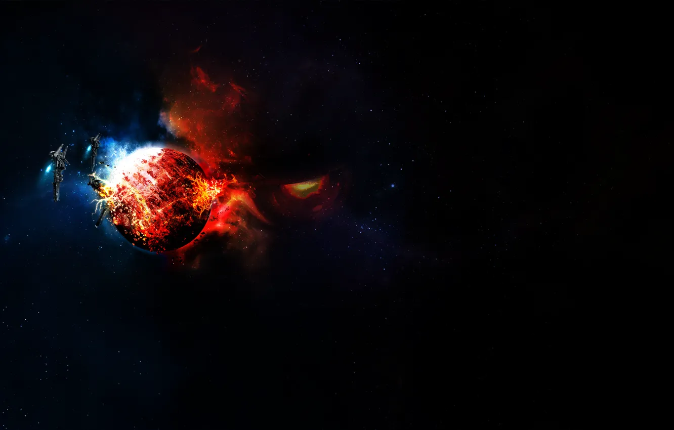 Photo wallpaper space, the explosion, the universe, spaceships