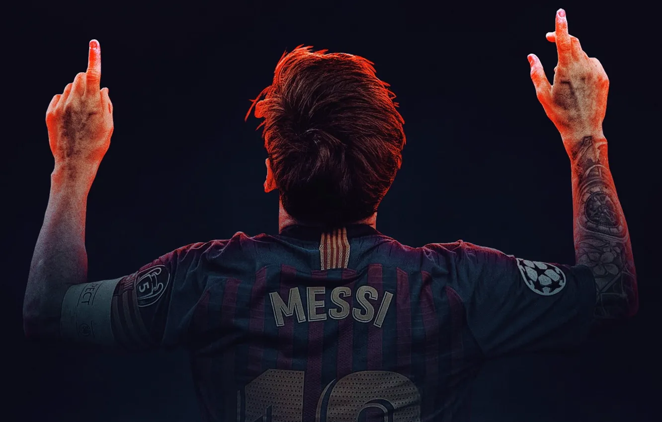 Photo wallpaper sport, back, Football, sport, gesture, Lionel Messi, Lionel Messi, Barcelona