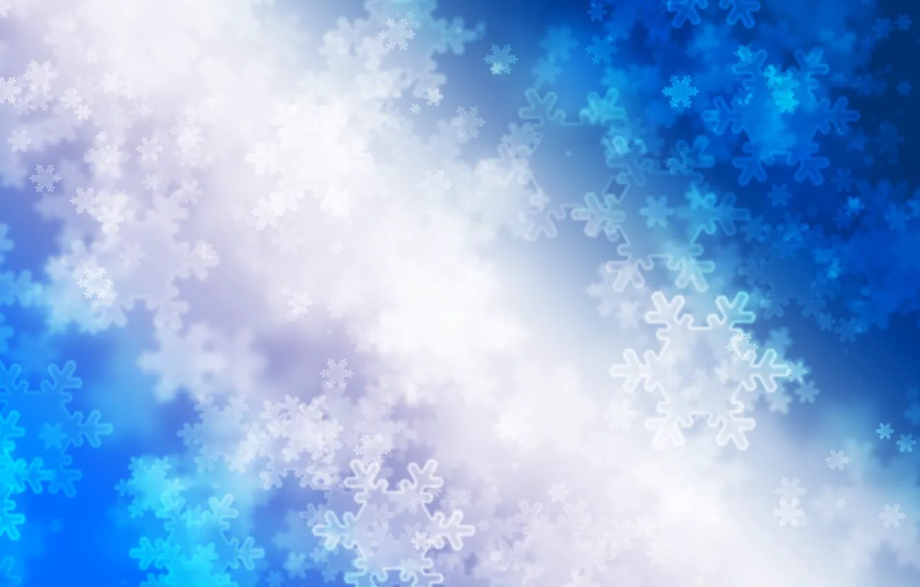 Photo wallpaper winter, snowflakes, blue, lights
