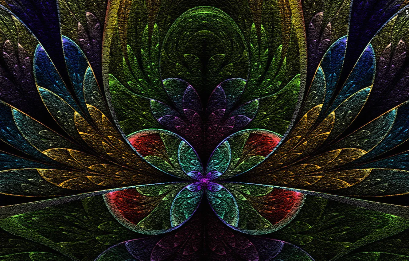 Photo wallpaper leaves, pattern, color, symmetry