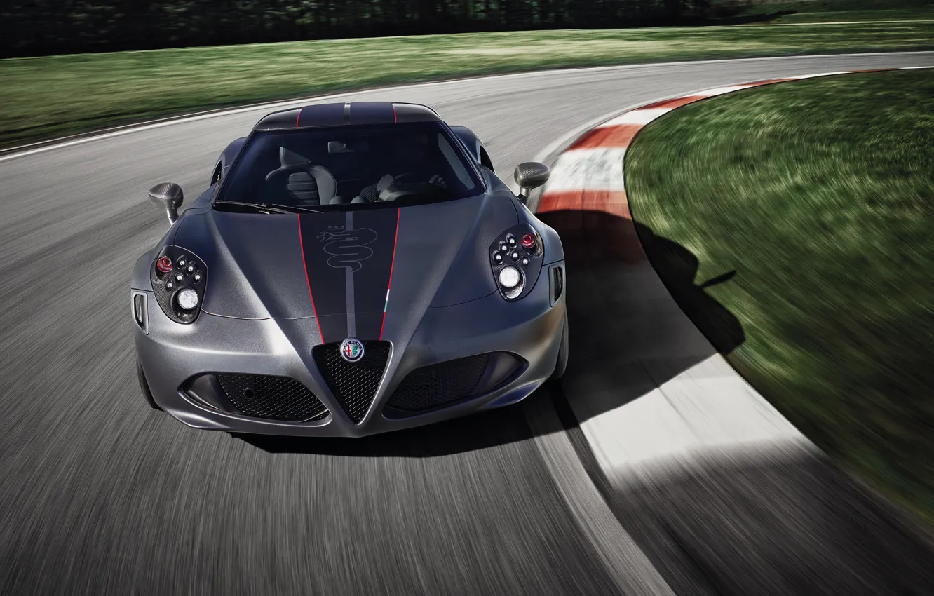 Photo wallpaper front view, racing track, 2018, Competition, Alfa Romeo 4C