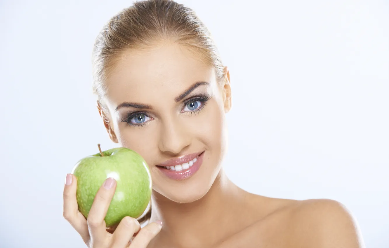 Photo wallpaper apple, sexy, smile, blonde