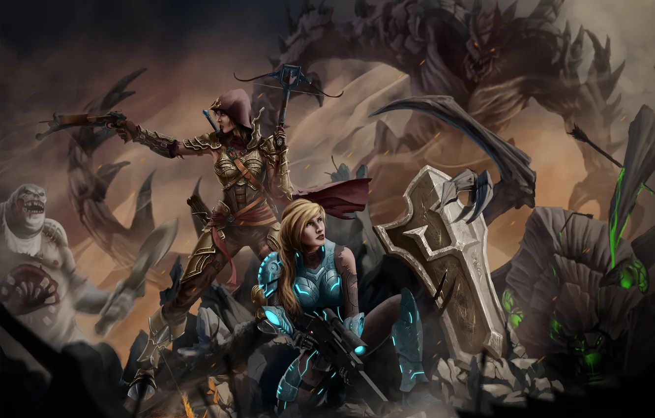 Photo wallpaper starcraft, diablo, warcraft, Nova, Demon Hunter, Heroes of the Storm, nova terra, Abathur