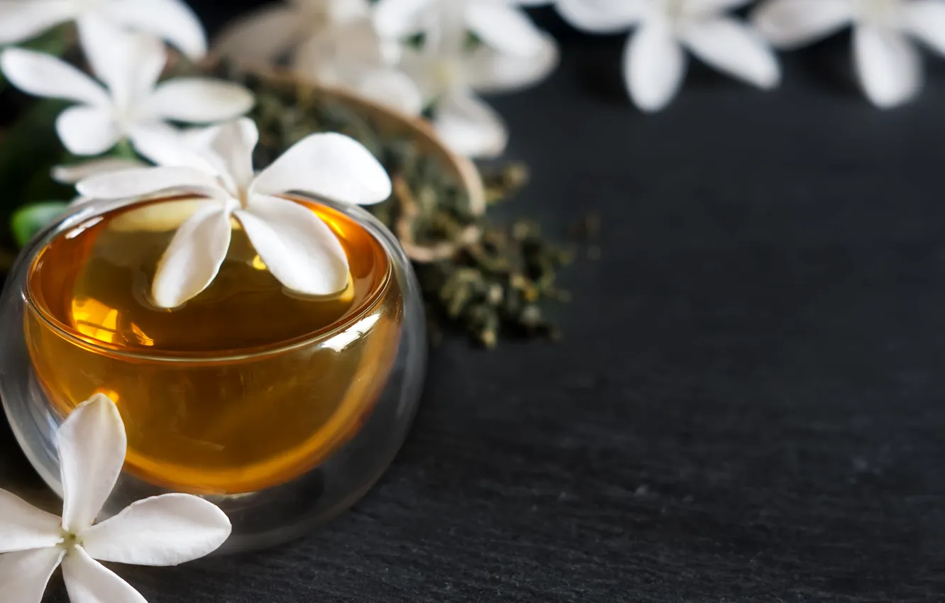 Photo wallpaper flowers, tea, drink, flower, drink, Jasmine, tea, Jasmine
