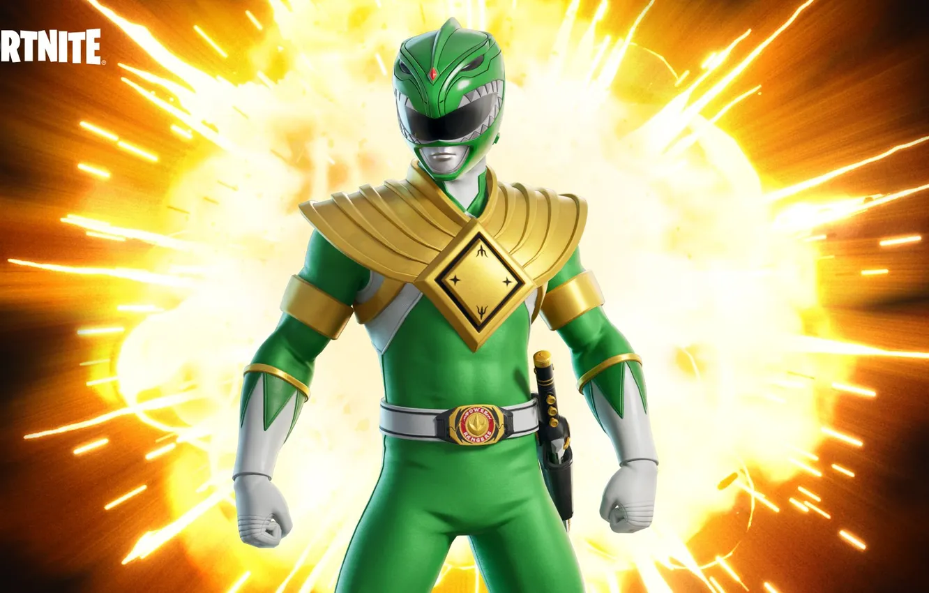 Photo wallpaper green, Power Rangers, Fortnite, Warrior Epic