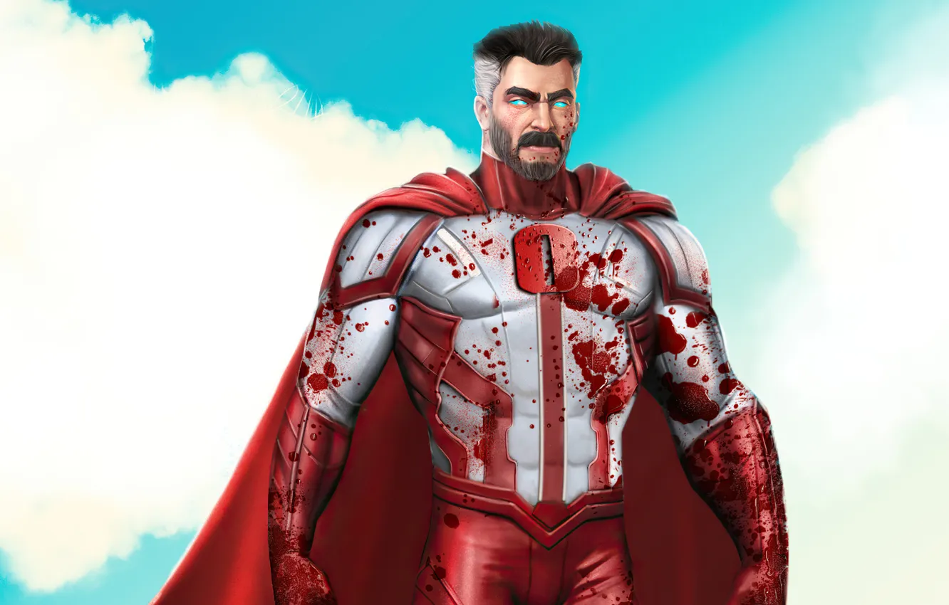 Photo wallpaper blood, alien, Mortal Kombat, man, cartoon, suit, powerful, strong