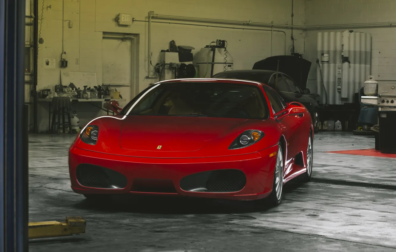 Photo wallpaper red, ferrari, f430, garage