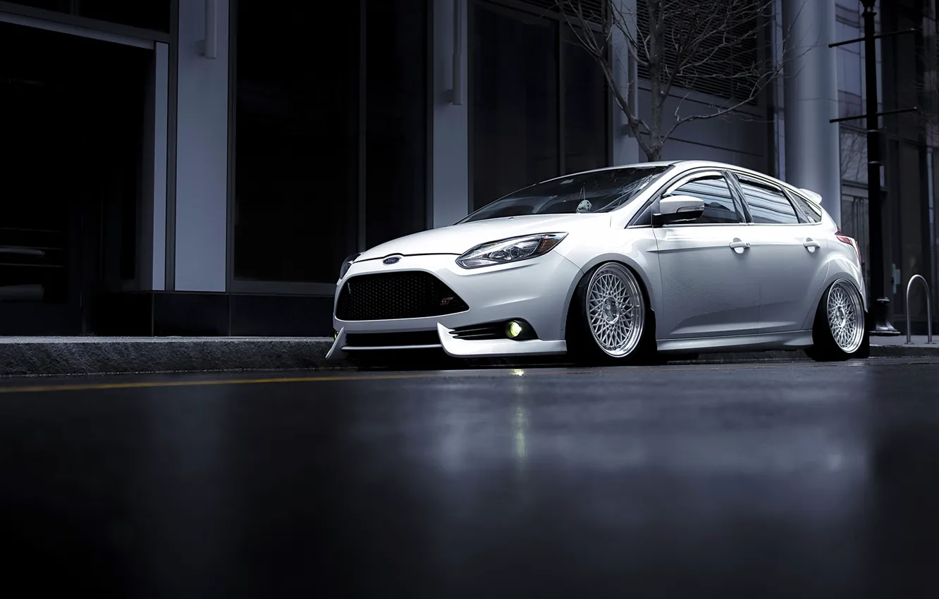 Photo wallpaper Ford, Focus, Front, Color, White, Wheels, Before, 2015