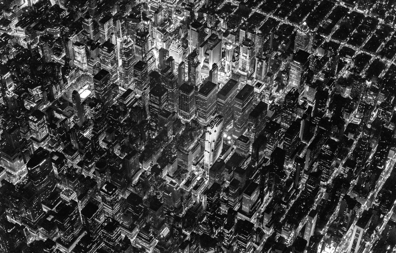 Photo wallpaper lights, USA, United States, design, night, New York, Manhattan, NYC