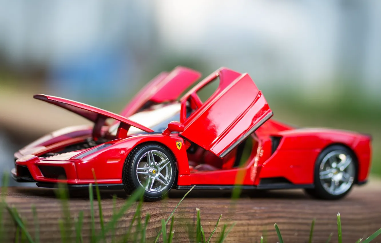 Photo wallpaper macro, toy, machine, Ferrari Enzo, model