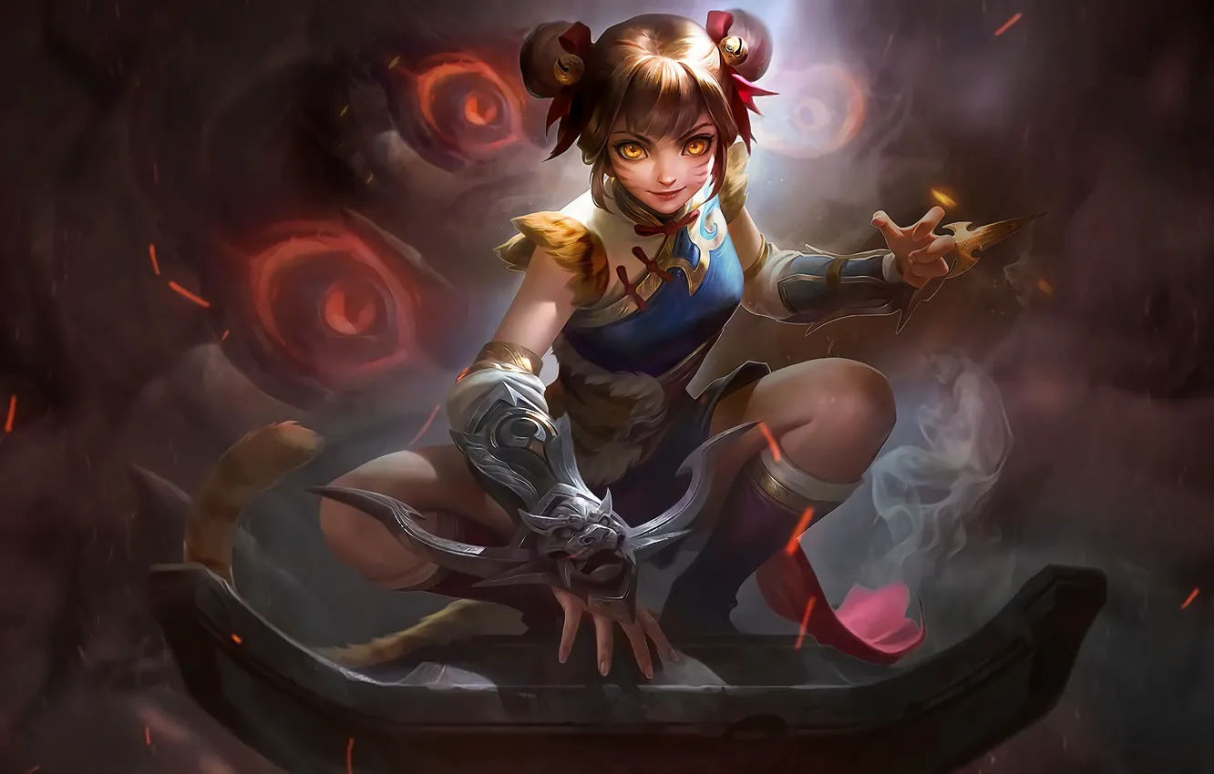 Photo wallpaper roof, girl, smoke, Wanwan, Mobile Legends: Bang Bang!
