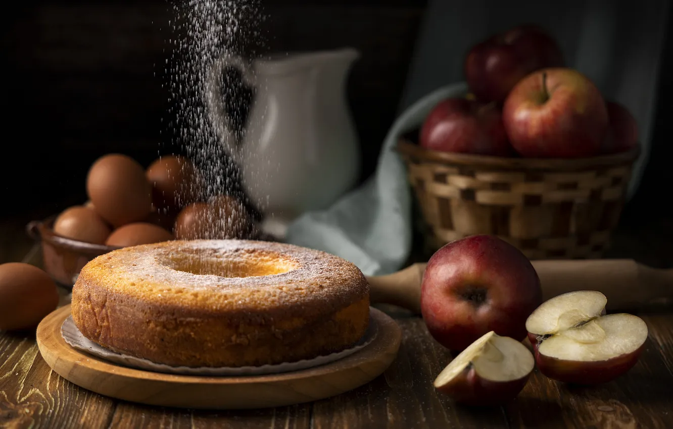 Photo wallpaper apples, pie, still life, cupcakes