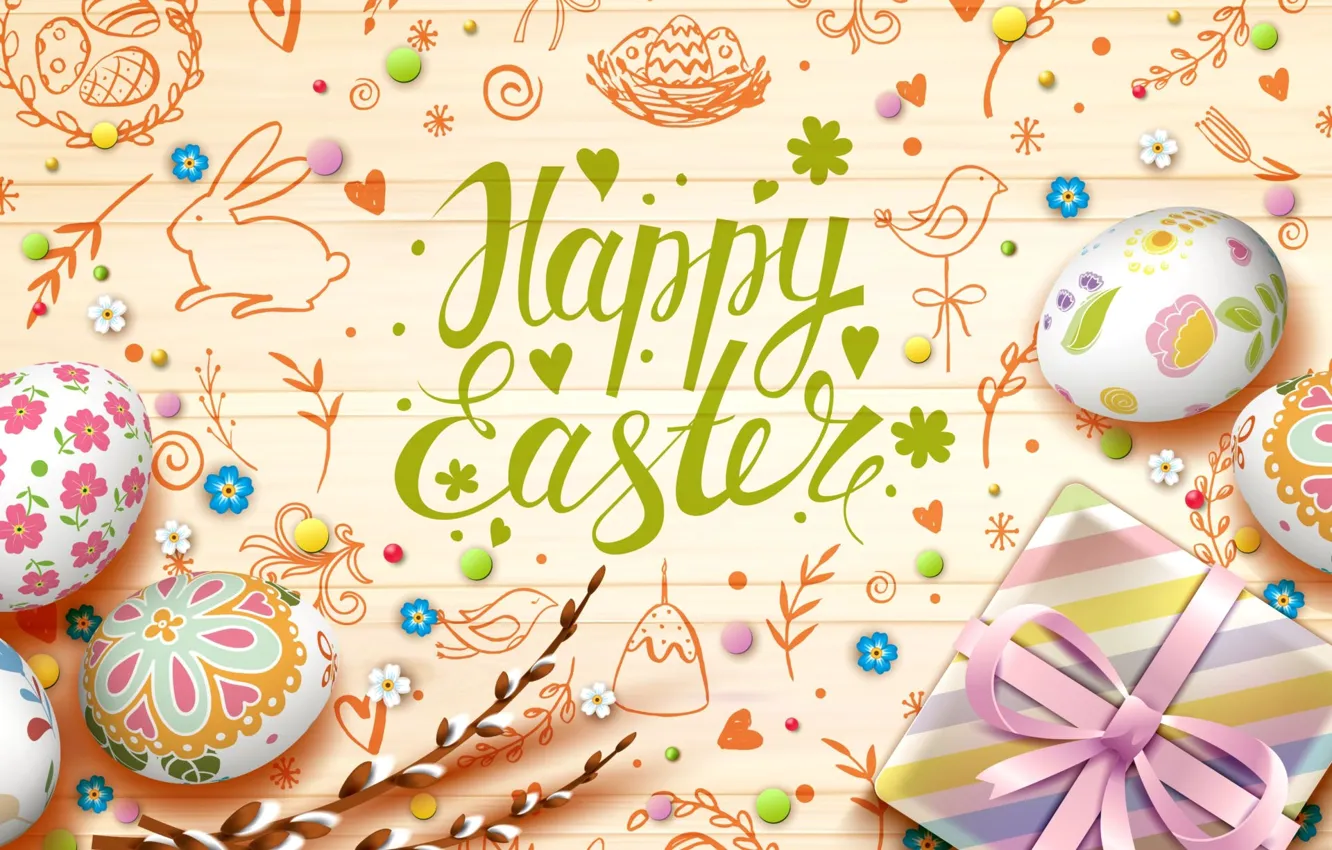 Photo wallpaper the inscription, Easter, Verba, eggs