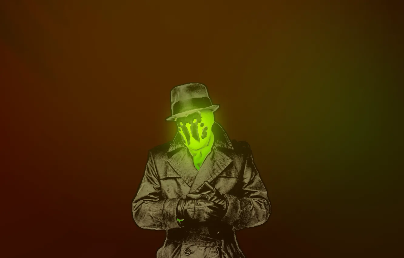 Photo wallpaper void, bright, green, people, hat, Rorschach, keepers, acid