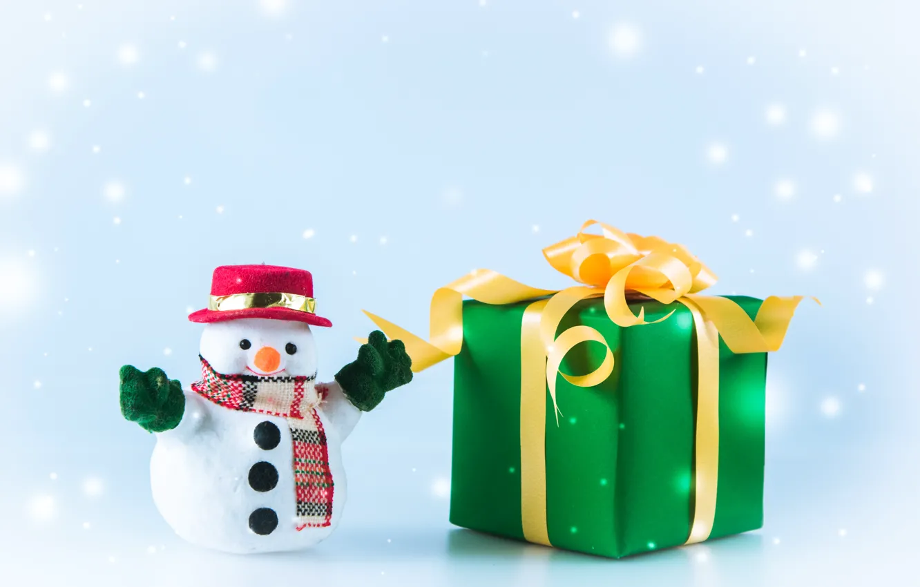 Photo wallpaper winter, snow, snowflakes, new year, Christmas, snowman, Christmas, winter