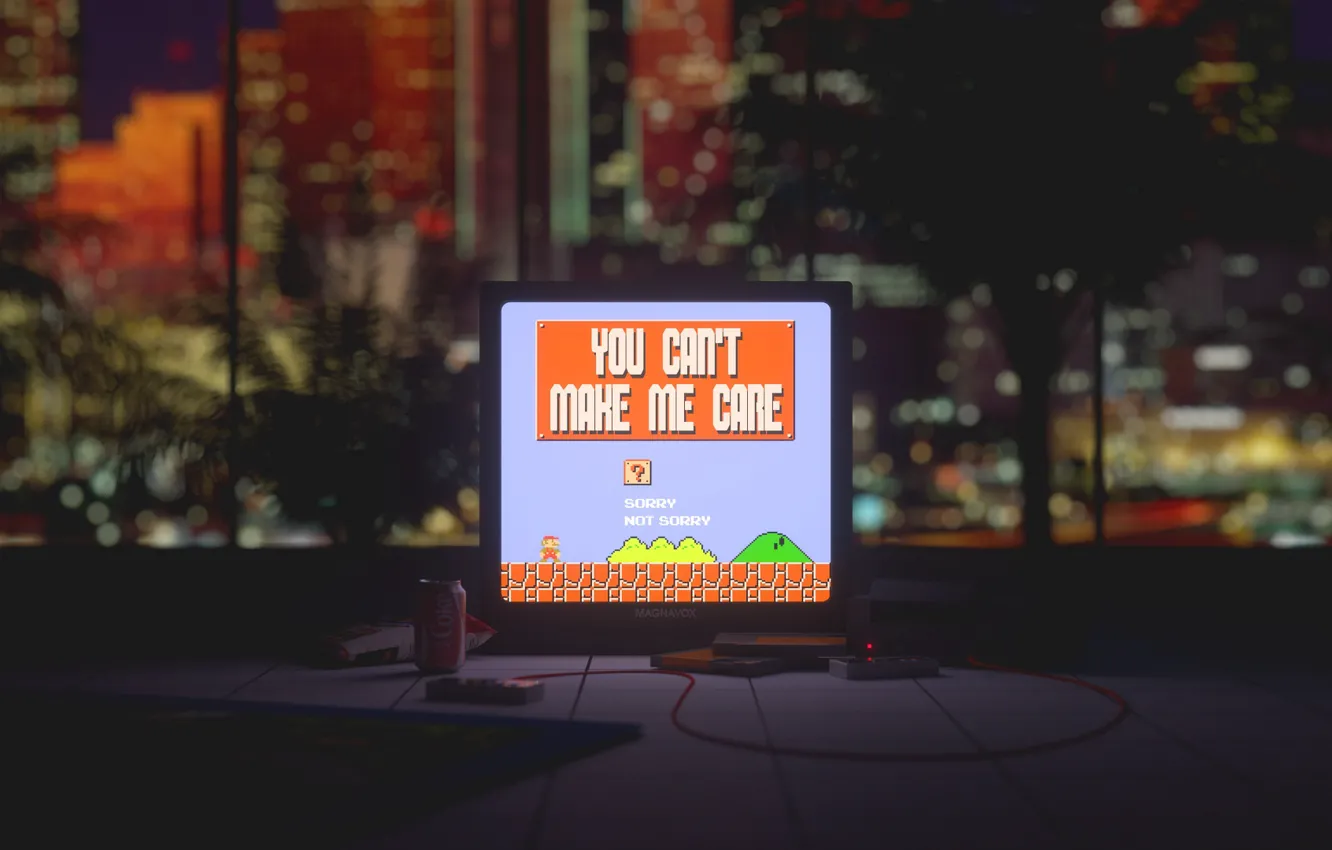 Photo wallpaper rendering, art, Mario, Super Mario, monitor, 80s, style, art