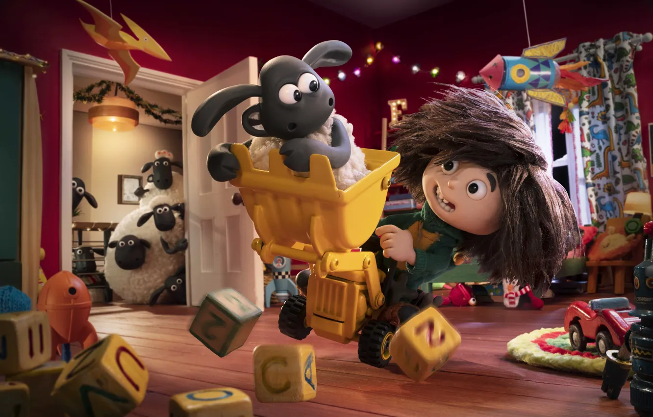 Photo wallpaper Boy, Family, Cartoon, Animation, Comedy, Comedy, Family, Sheep